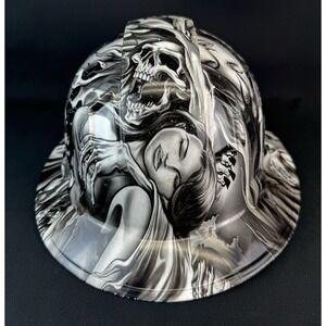 Pyramex Size 6 1/2"-8" Full Brim Hard Hat Reaper Hydro Dipped Graphic